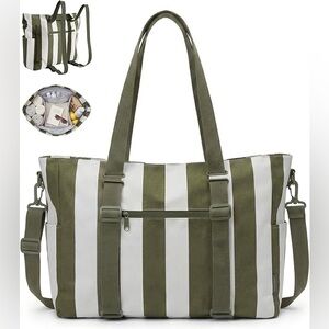 BAGSMART Large Tote/Beachbag Bag Green Stripe NEw
